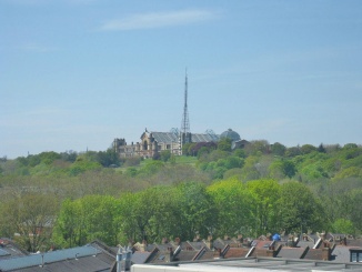 View of Alexandra Palace from a rear window