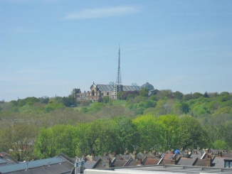 View of Alexandra Palace from a rear window